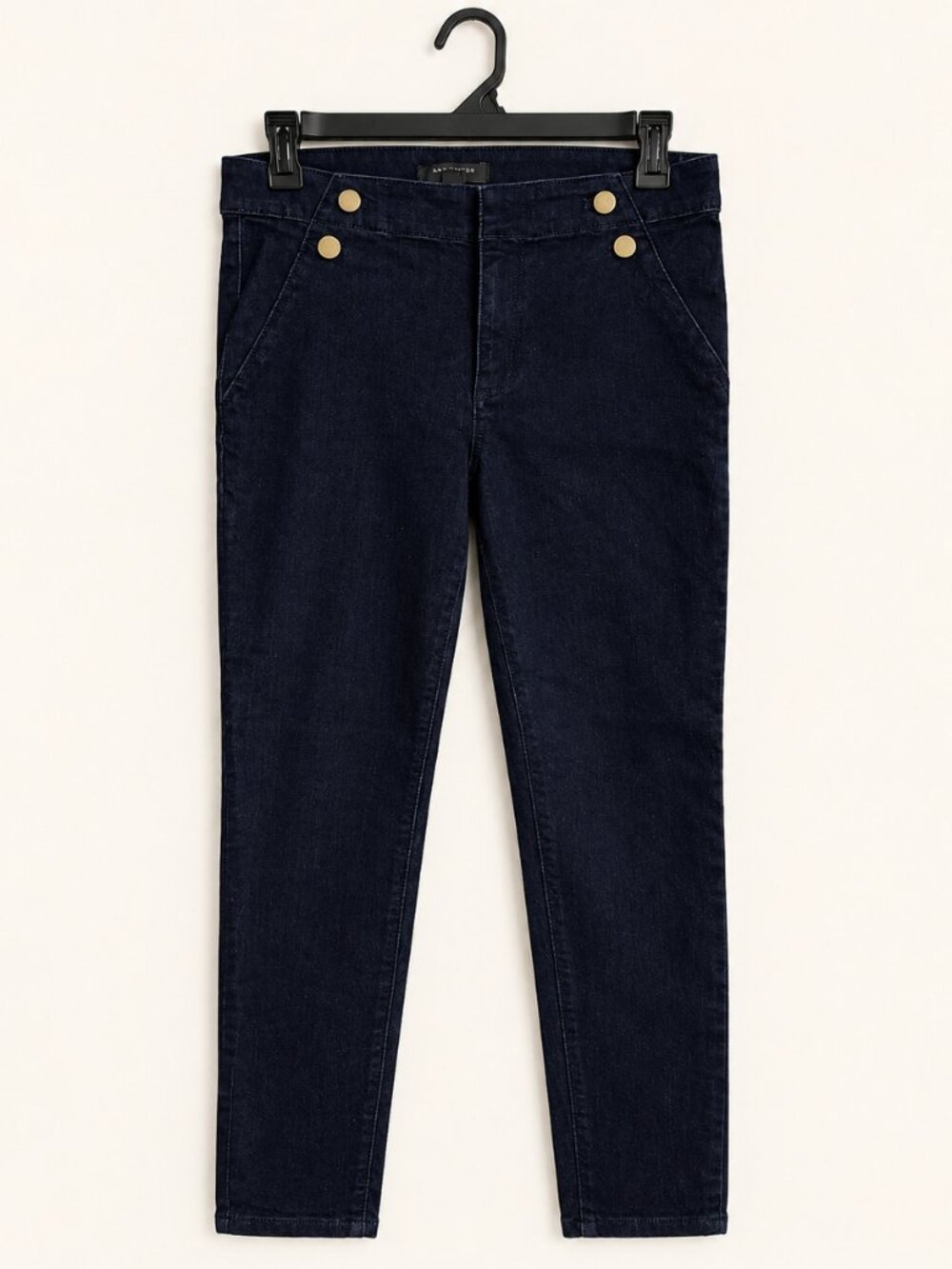 Ann Taylor Dark Navy Gold-Tone Button Detail Skinny Jeans